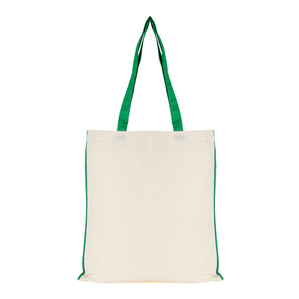 Branded 5oz NATURAL cotton shopper bag with piping trim + handles