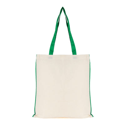 Branded 5oz NATURAL cotton shopper bag with piping trim + handles