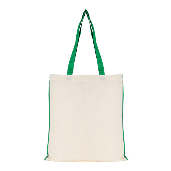 Branded 5oz NATURAL cotton shopper bag with piping trim + handles