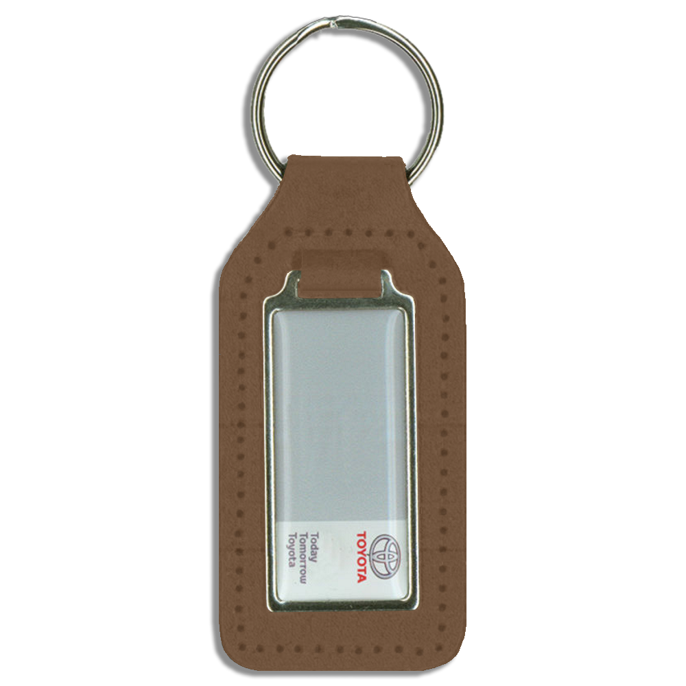 Branded Long Square Shaped Keyfob with Domed Medallion