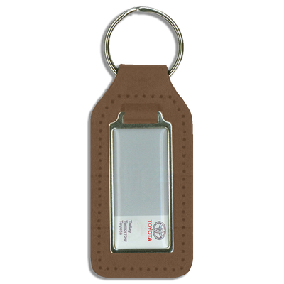 Branded Long Square Shaped Keyfob with Domed Medallion