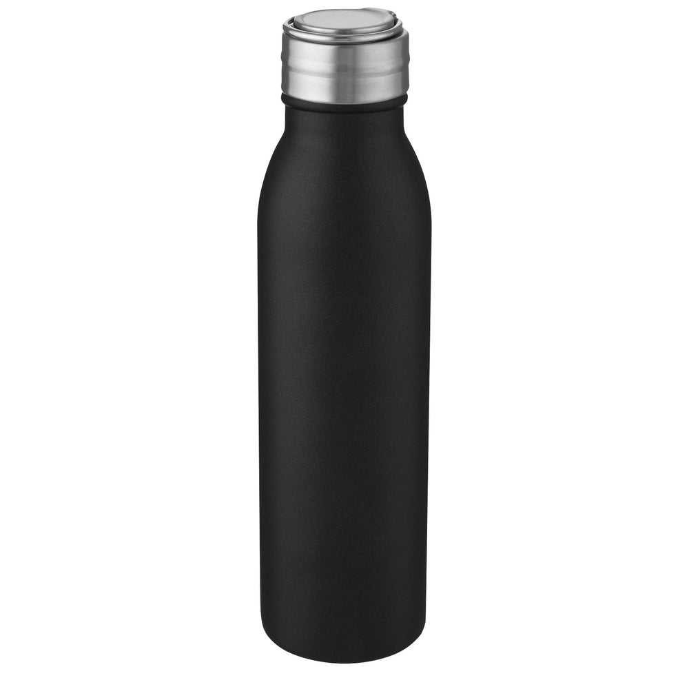 Branded Harper 700 ml stainless steel water bottle with metal loop
