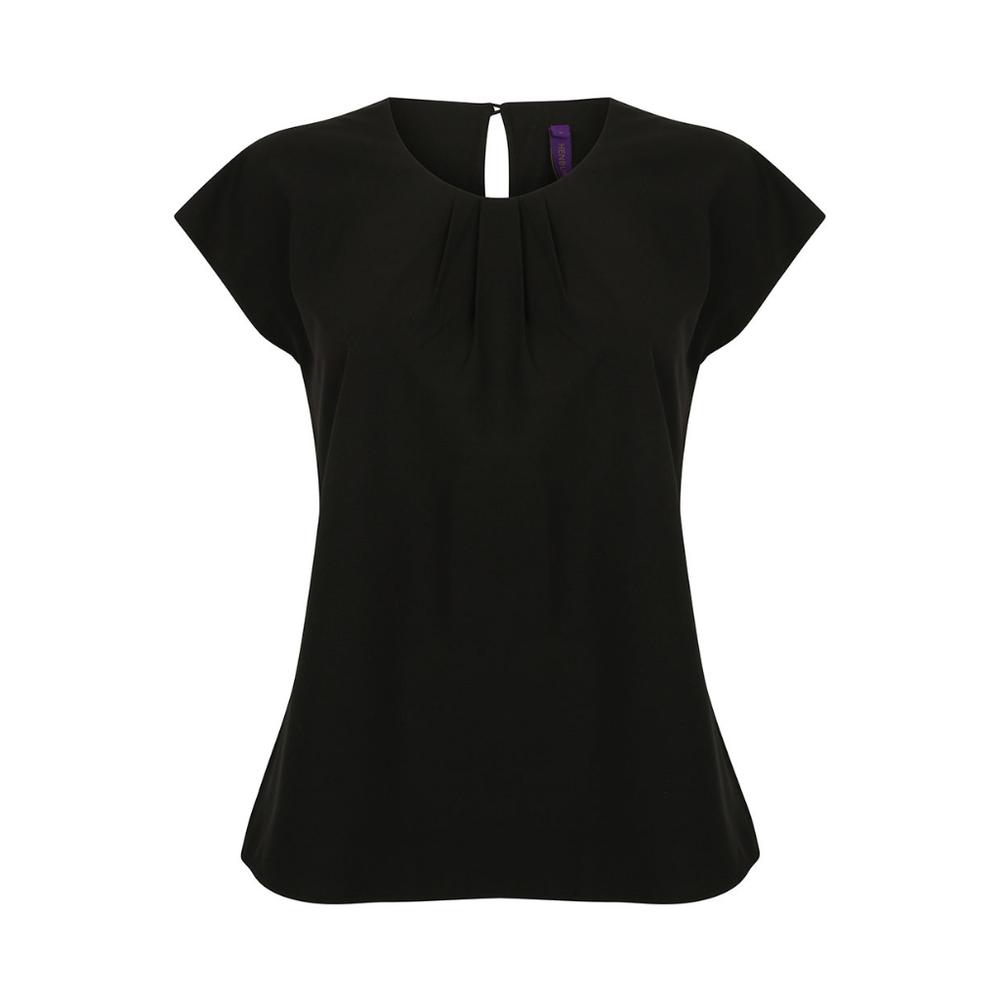 Henbury Ladies Pleat Front Short Sleeve Blouse