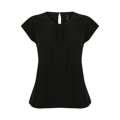 Henbury Ladies Pleat Front Short Sleeve Blouse