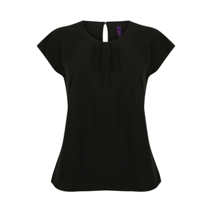 Henbury Ladies Pleat Front Short Sleeve Blouse