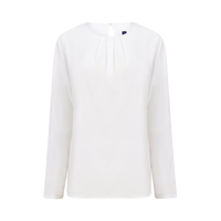 Henbury Ladies Pleat Front Long Sleeve Blouse