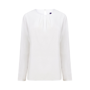 Henbury Ladies Pleat Front Long Sleeve Blouse