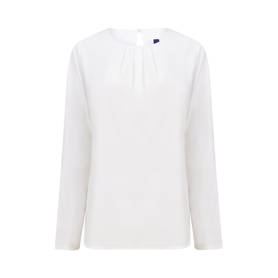 Henbury Ladies Pleat Front Long Sleeve Blouse