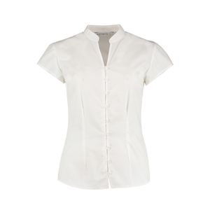 Kustom Kit Ladies Cap Sleeve V Neck Tailored Continental Blouse