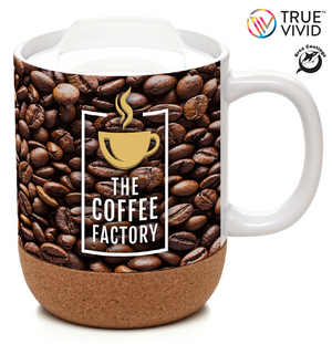 'Humber Full Colour' 400ml Ceramic Mug with Cork Base and PE Plastic Lid