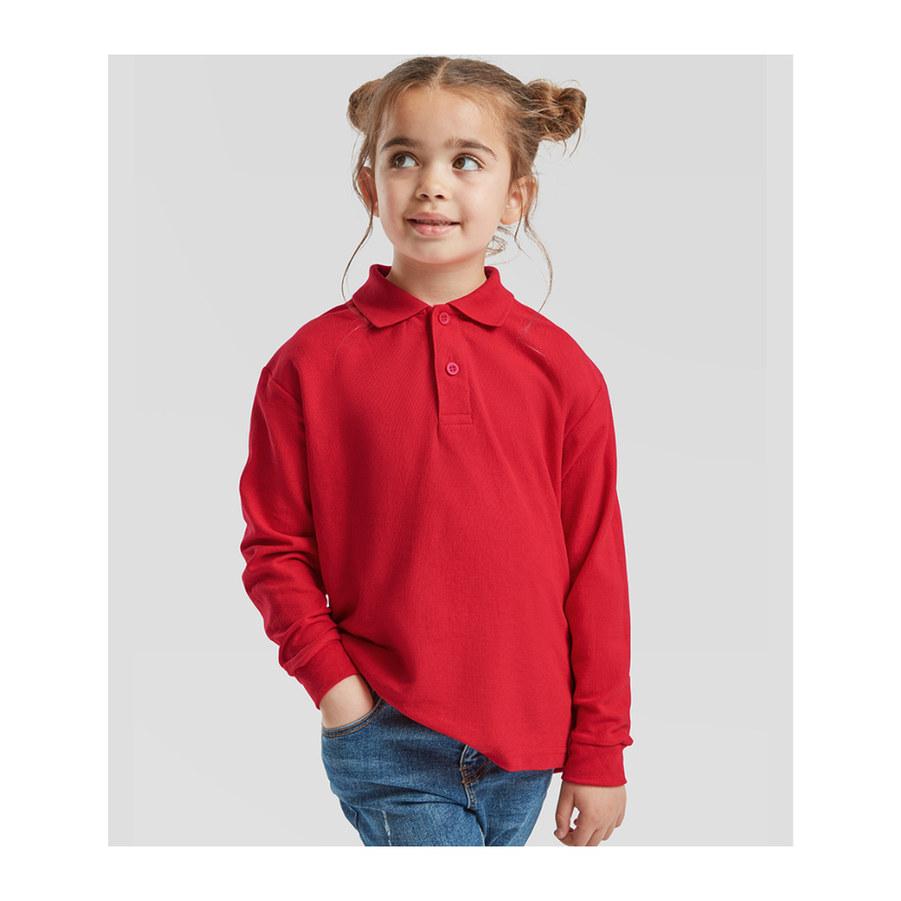 Fruit of the Loom Kids Long Sleeve Poly/Cotton Piqué Polo Shirt