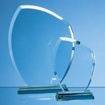 Branded 24cm x 19.5cm x 12mm Jade Glass Autumn Leaf Award