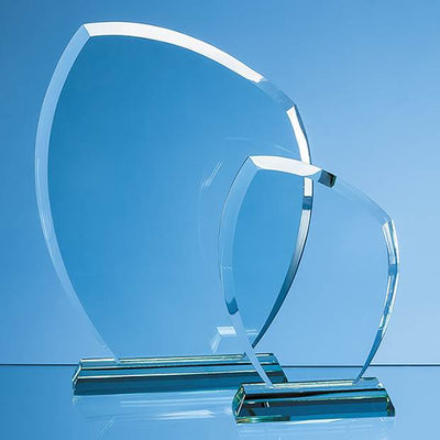 Branded 24cm x 19.5cm x 12mm Jade Glass Autumn Leaf Award