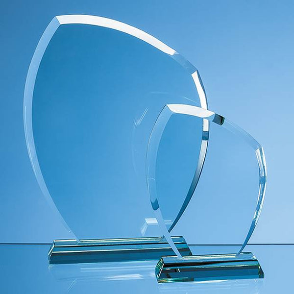 Branded 24cm x 19.5cm x 12mm Jade Glass Autumn Leaf Award