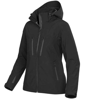 Stormtech Ladies Patrol Hooded Soft Shell Jacket Black/Carbon