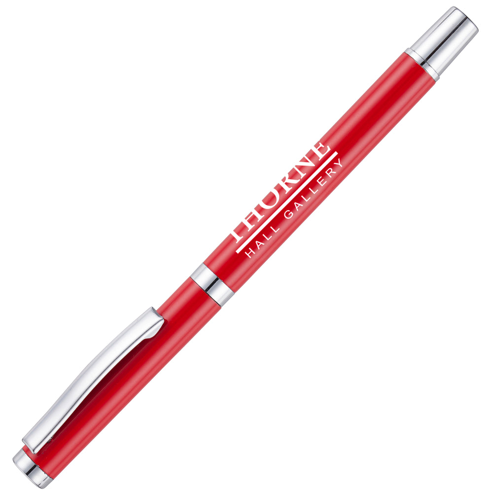 Branded TRAVIS GLOSS ROLLER Pen with chrome trim