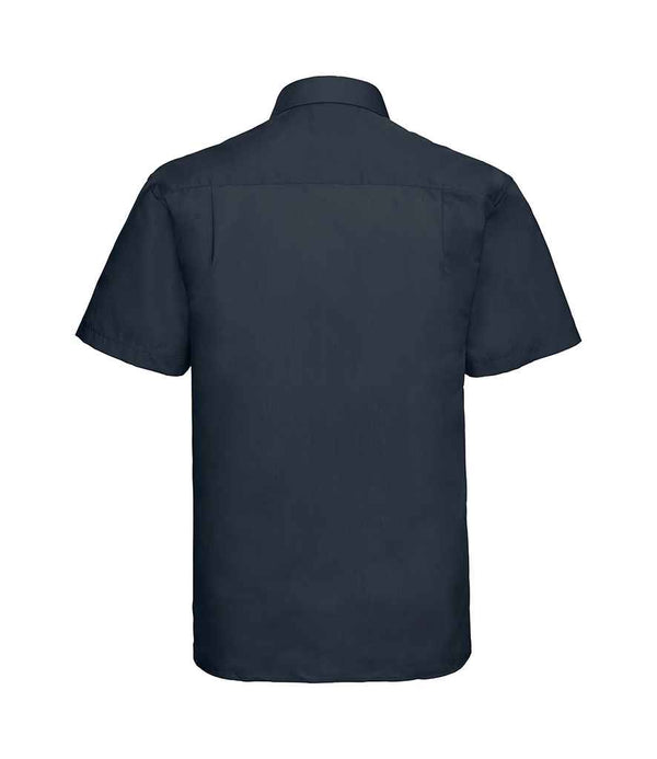 Russell Collection Short Sleeve Easy Care Poplin Shirt French Navy