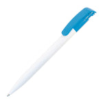 KODA CLIP ball pen WHITE barrel with light blue clip