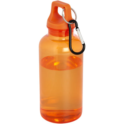 Branded Oregon 400 ml RCS certified recycled plastic water bottle with carabiner