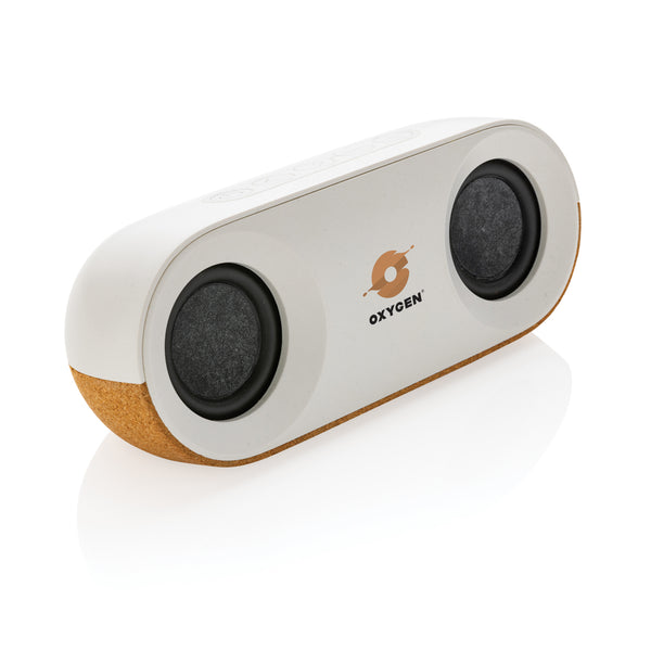 Branded Oregon RCS recycled plastic and cork 10W speaker