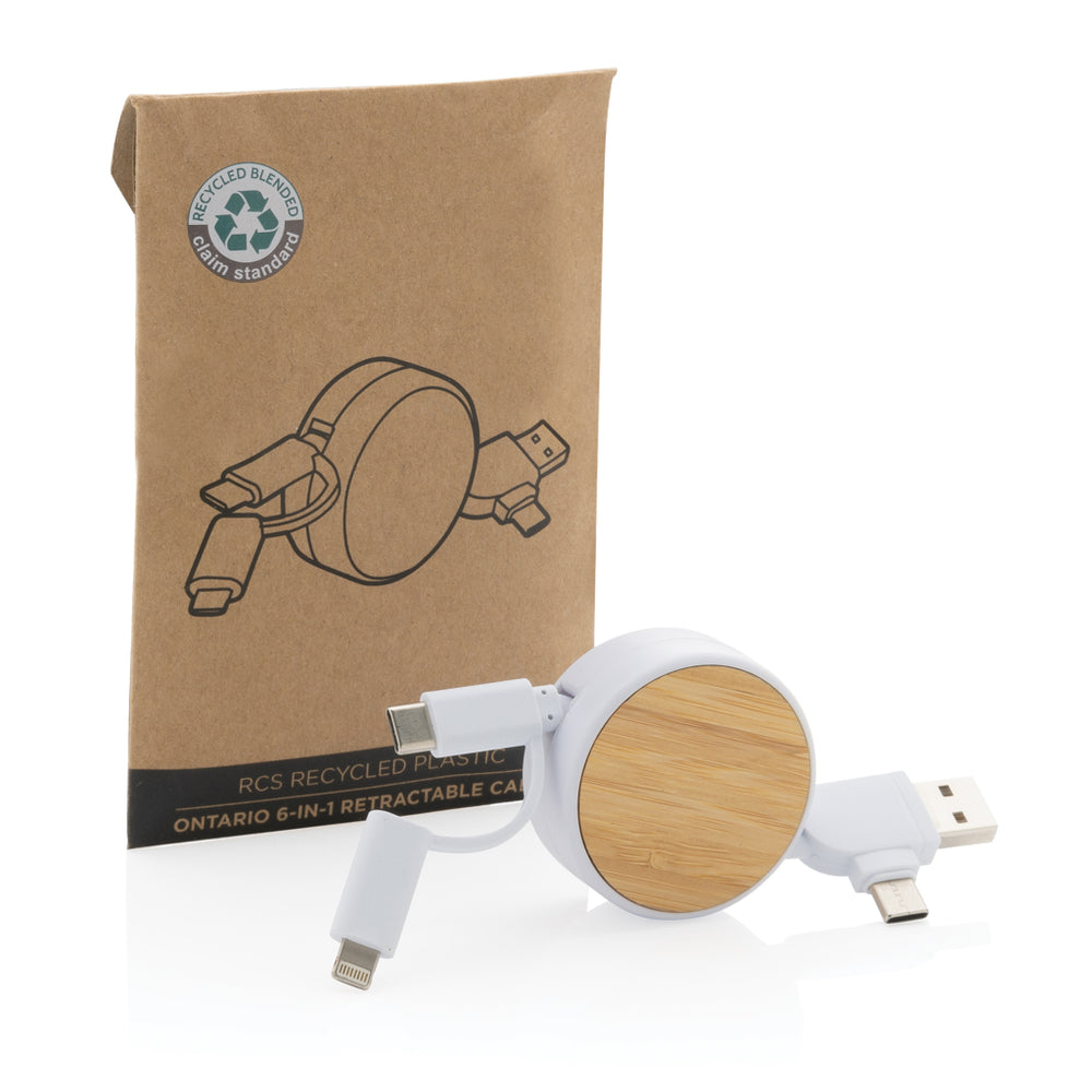 Branded RCS recycled plastic Ontario 6-in-1 retractable cable