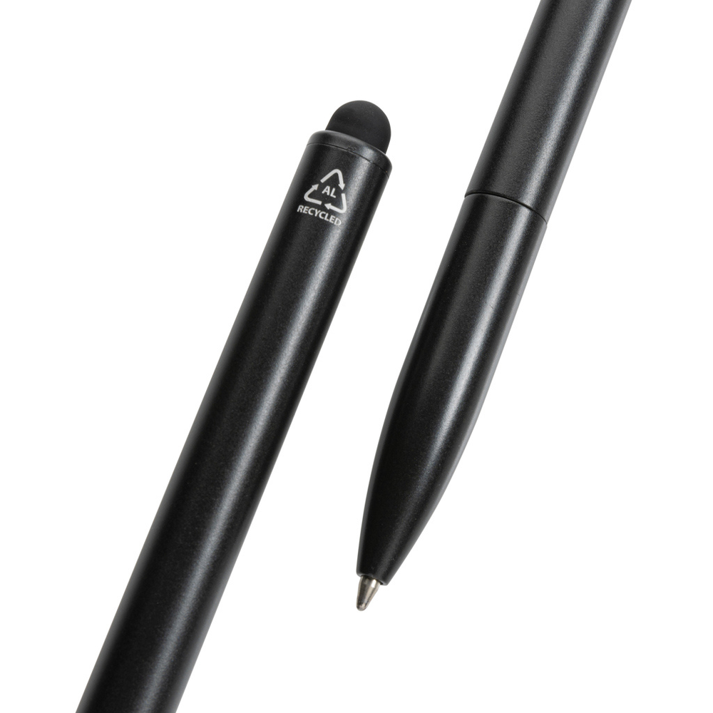 Branded Kymi RCS certified recycled aluminium pen with stylus