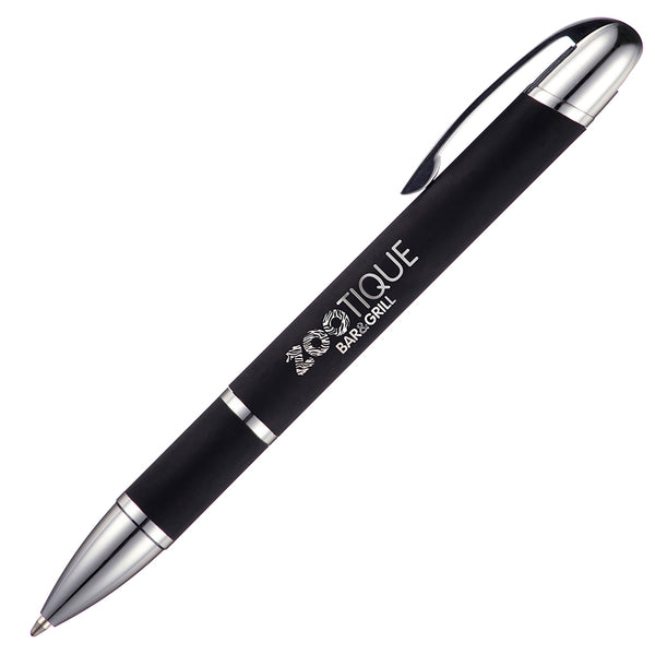 STRATOS metal ball pen with chrome trim with engraving down the barrel