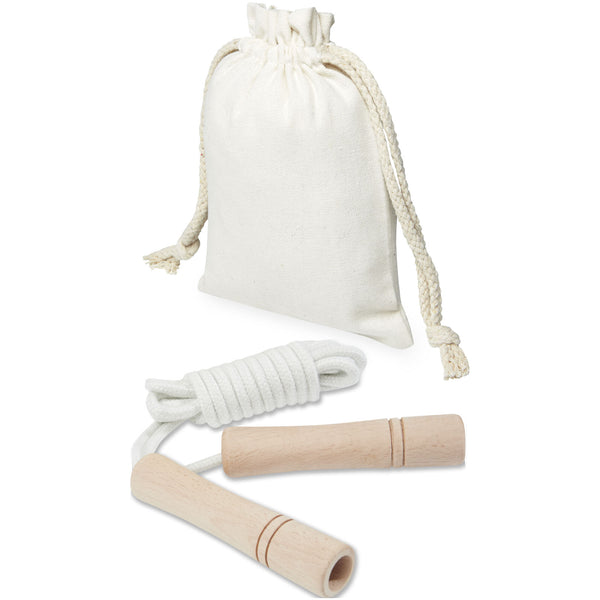 Denise wooden skipping rope in cotton pouch