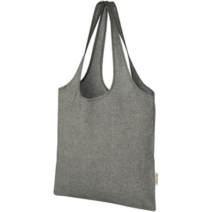 Pheebs 150 g/m² recycled cotton trendy tote bag 7L in heather black