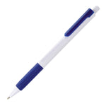 CAYMAN GRIP white barrel ball pen with blue grip and clip
