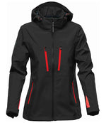Stormtech Ladies Patrol Hooded Soft Shell Jacket Black/Bright Red