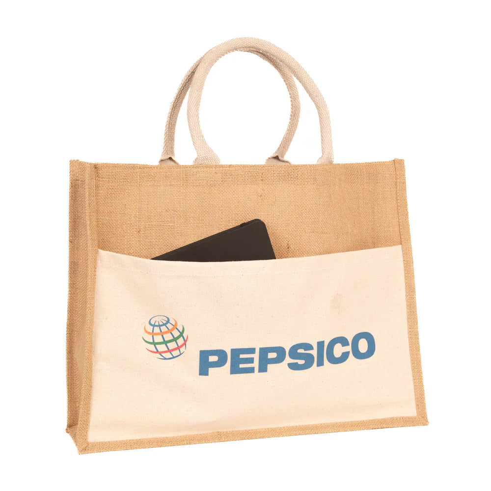 Branded Bromley Pocket Jute Bag