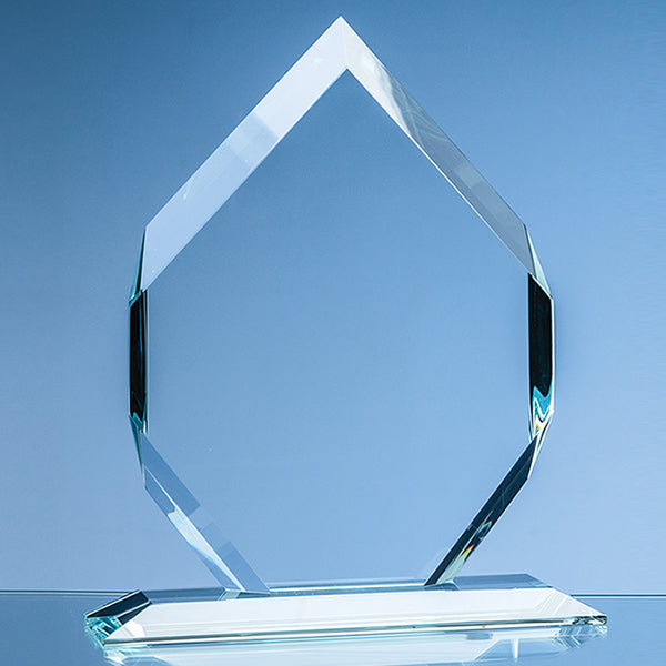 Branded 15cm x 10cm x 15mm Clear Glass Majestic Diamond Award