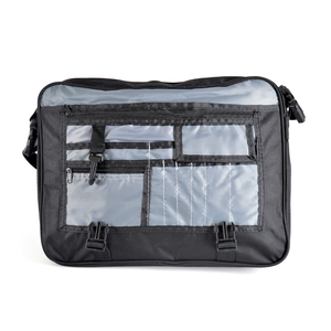 Nelson Satchel 600D Black laptop bag with flap and shoulder strap 15.6" Black