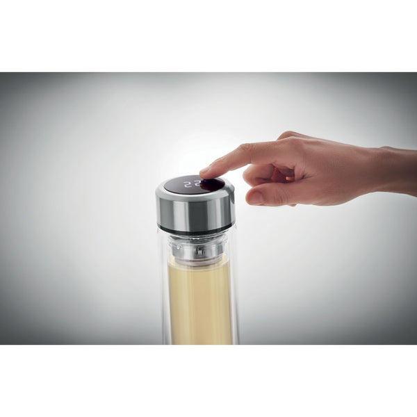 Bottle with touch thermometer