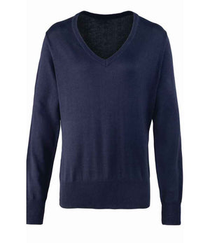 Premier Ladies Knitted Cotton Acrylic V Neck Sweater