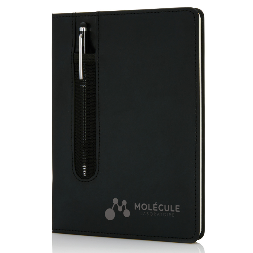 Branded Standard hardcover PU A5 notebook with stylus pen
