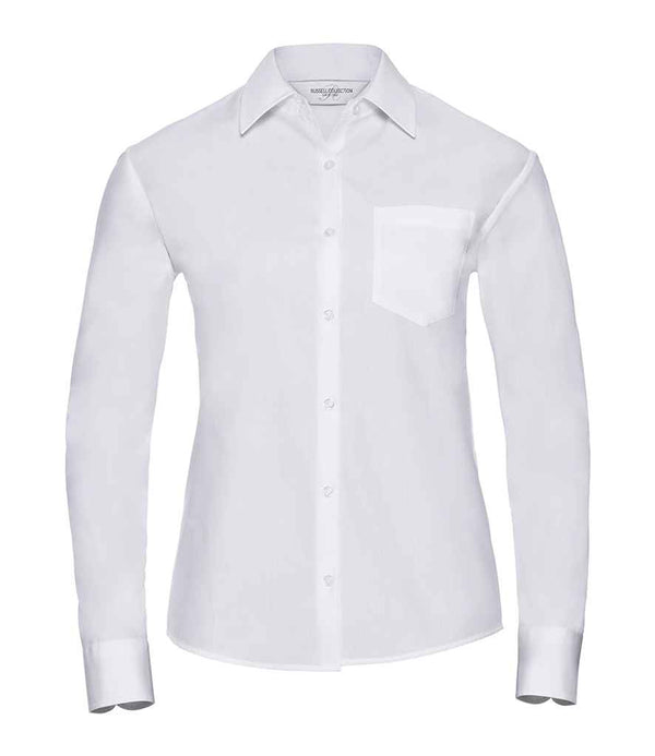 Russell Collection Ladies Long Sleeve Easy Care Cotton Poplin Shirt