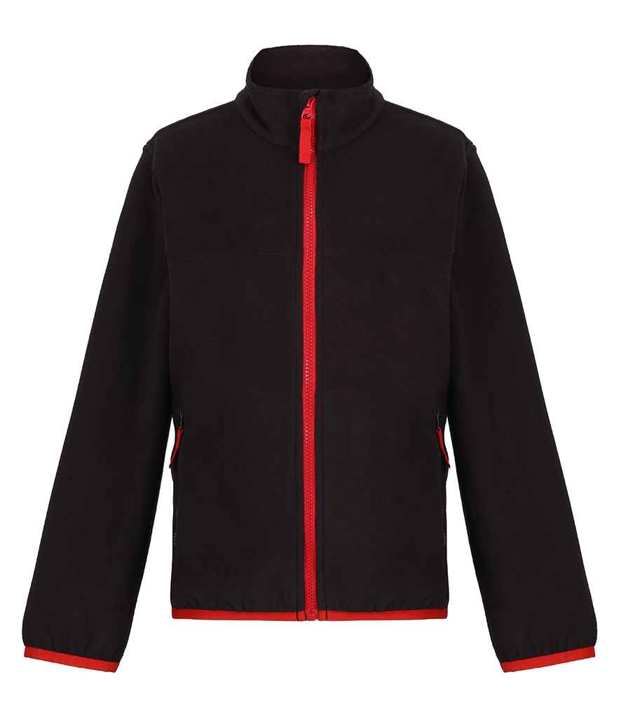 Regatta Kids Full Zip Micro Fleece Jacket Black/Classic Red