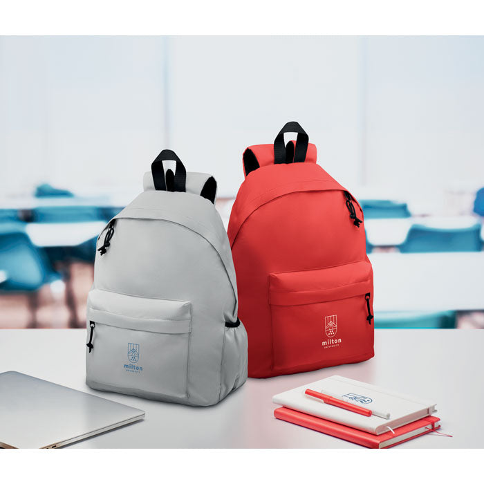 Branded 600D RPET polyester backpack
