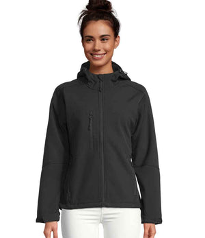 SOL'S Ladies Replay Hooded Soft Shell Jacket Black