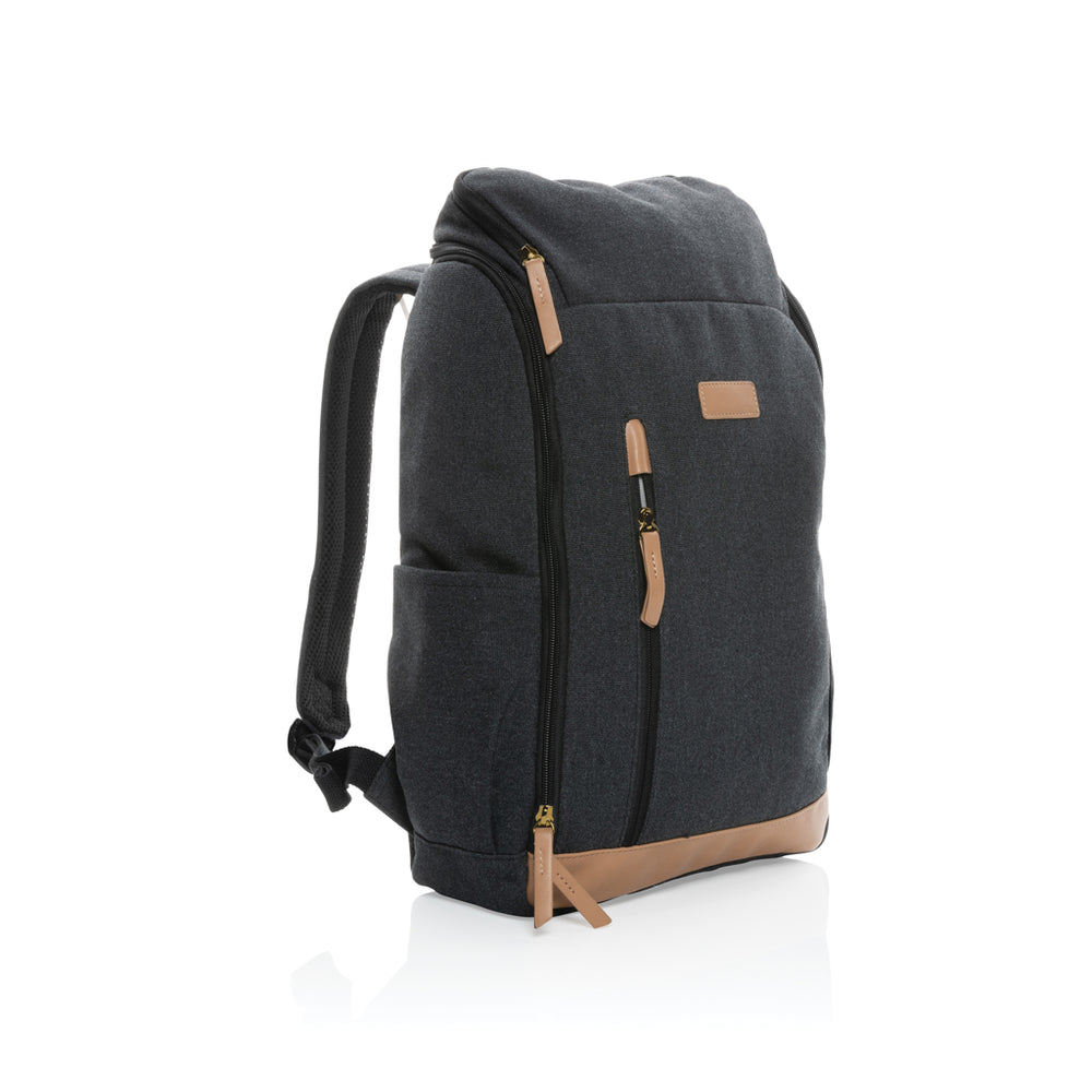 Branded Impact AWARE™ 16 oz. recycled canvas 15" laptop backpack