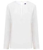 Henbury Ladies Pleat Front Long Sleeve Blouse