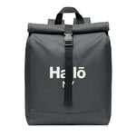 Branded 600D RPET 2 tone roll top backpack