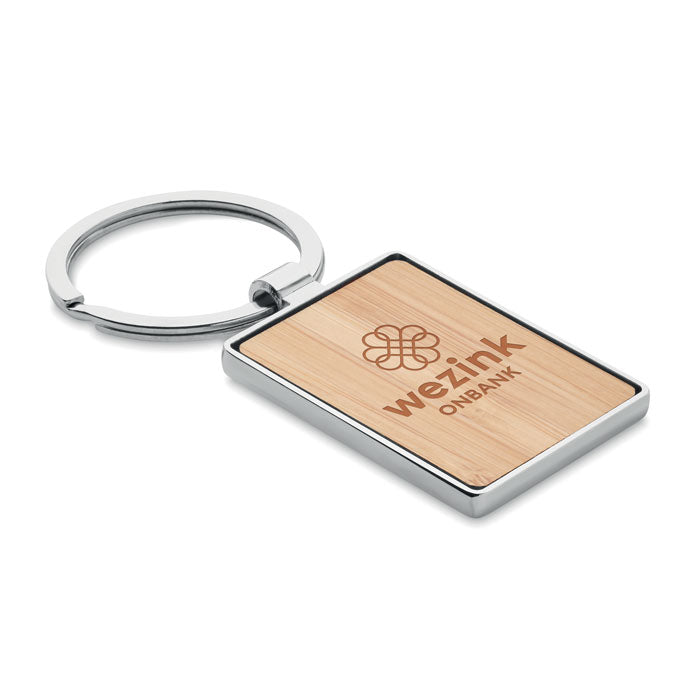 Branded Rectangular key ring bamboo
