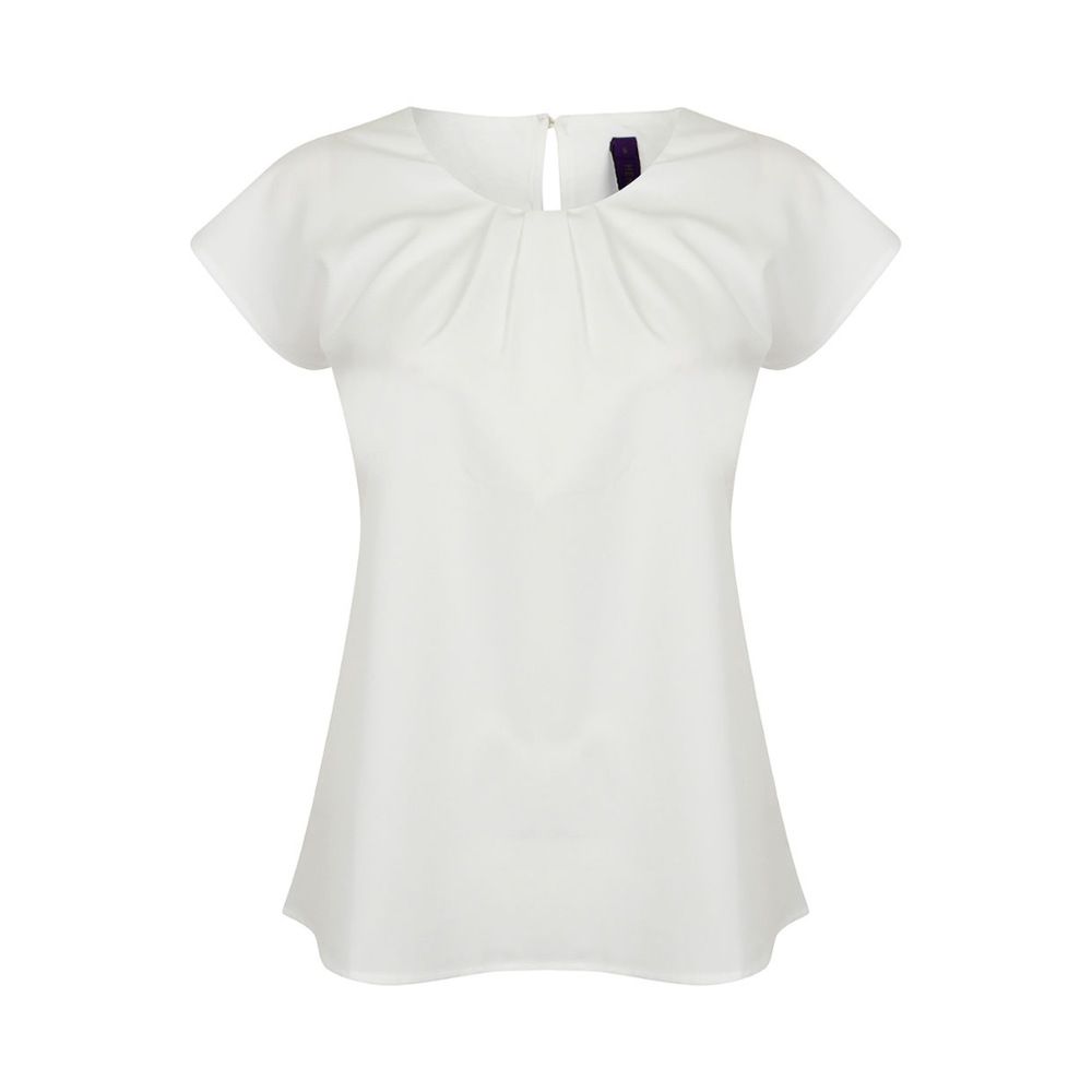 Henbury Ladies Pleat Front Short Sleeve Blouse