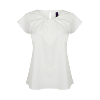 Henbury Ladies Pleat Front Short Sleeve Blouse