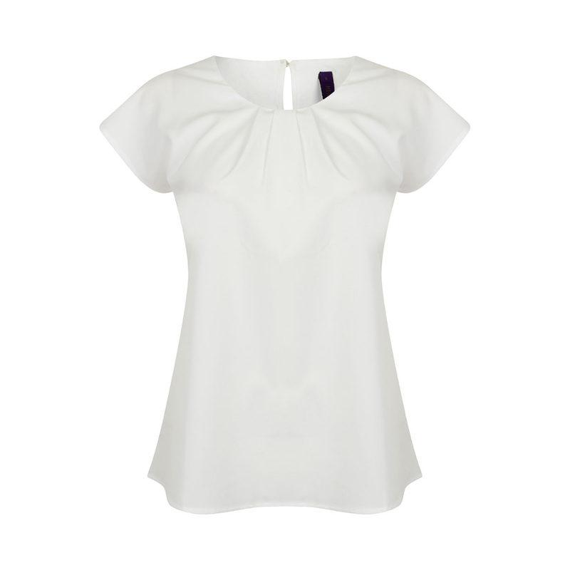 Henbury Ladies Pleat Front Short Sleeve Blouse