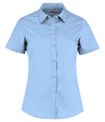 Kustom Kit Ladies Short Sleeve Tailored Poplin Shirt Light Blue