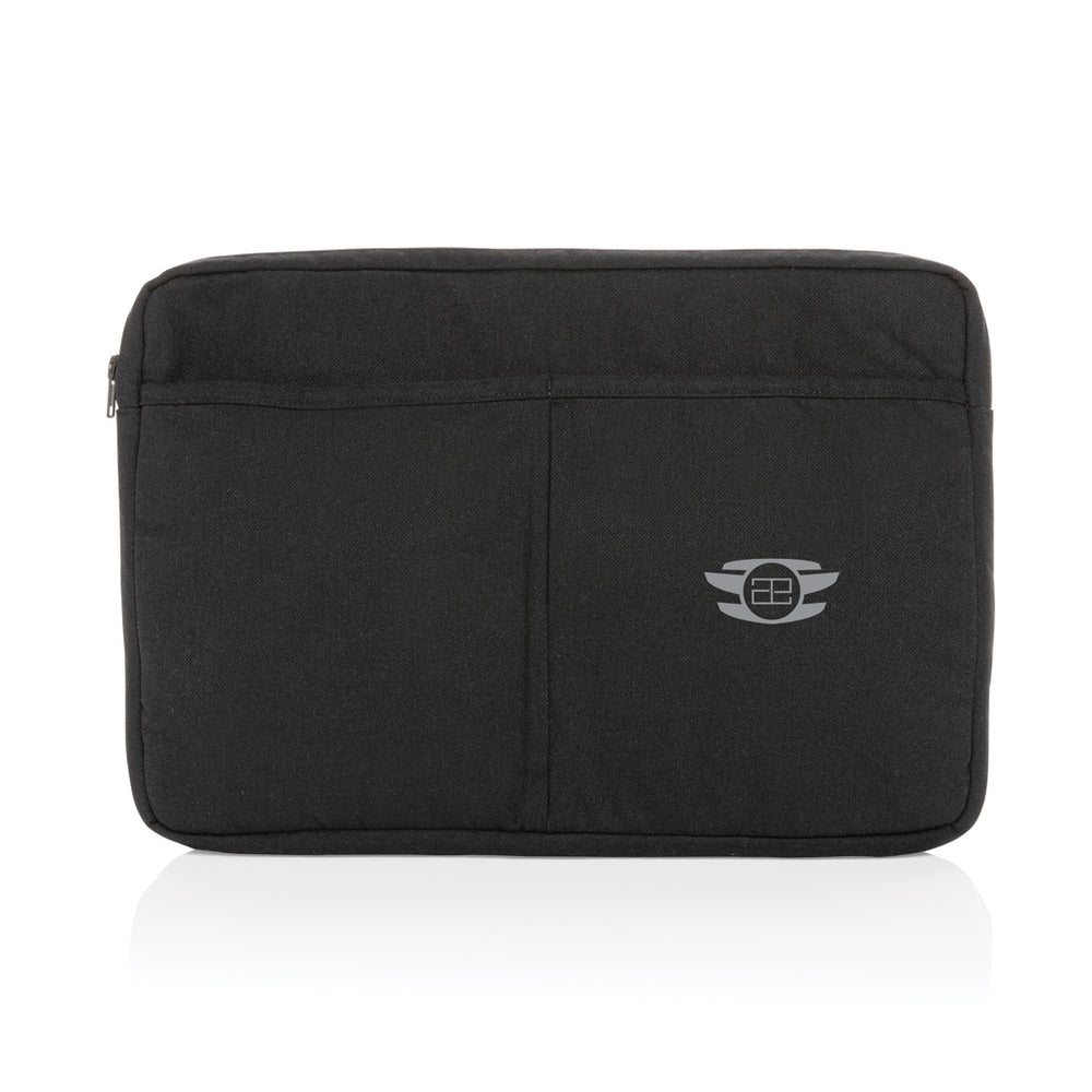 Branded Laluka AWARE™ recycled cotton 15.6 inch laptop sleeve